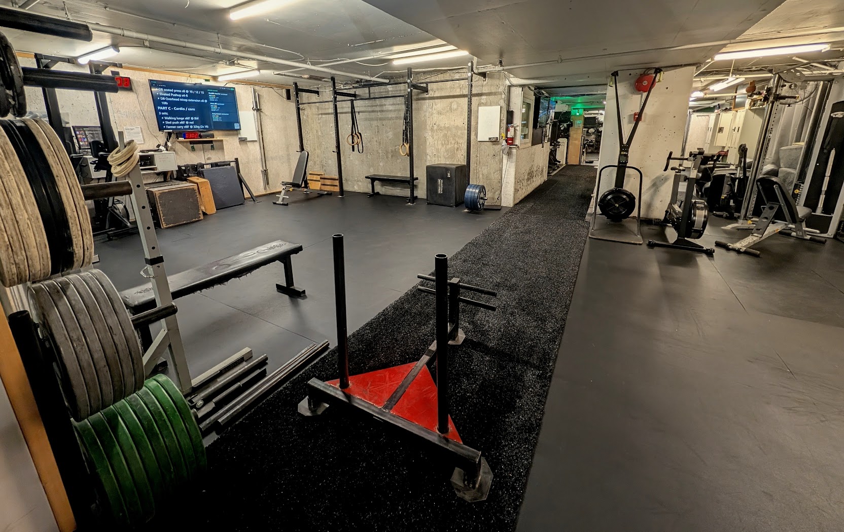 The Caves — sled track, squat stations and a rower